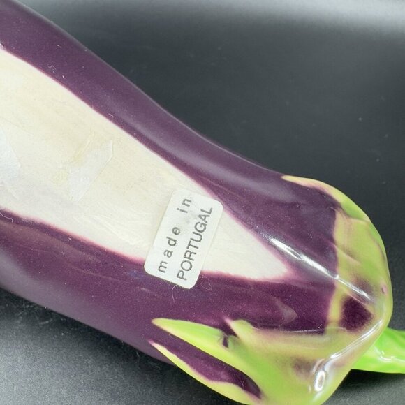 Vintage Ceramic Eggplant Set 2 Houseware Decor Figure Made In Portugal VTG - Picture 3 of 15
